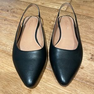 Madewell Margot Leather Sling Back, 8.5, black.